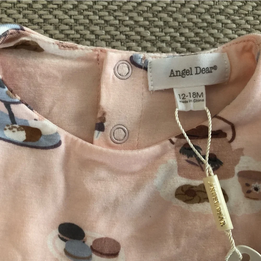 Angel Dear Pink Tea Party Long Sleeve Dress with Dusty Rose Leggings - Picture 4 of 12